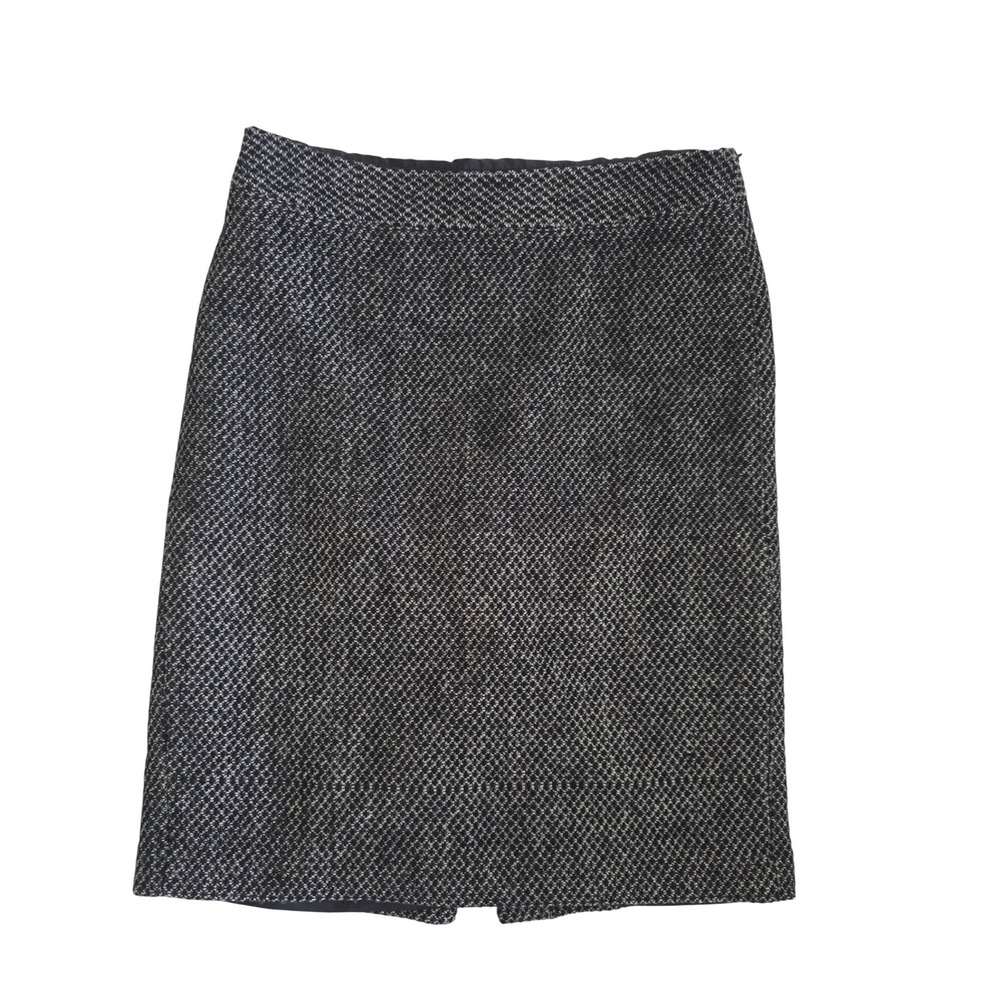 Ann Taylor Black White Tweed Pencil Skirt Size 6 Textured Professional Business